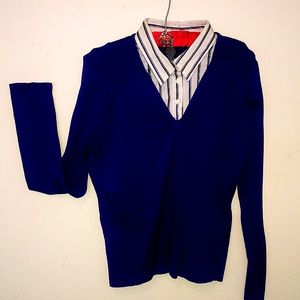 east 5th Size L all in one sweater/shirt in royal blue and white